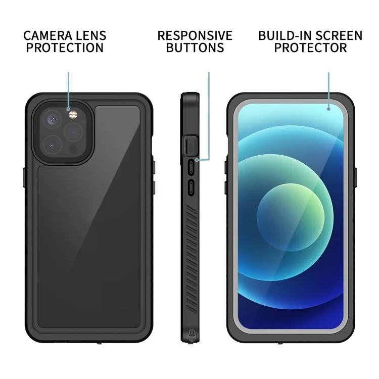 For iPhone 12 Pro FS Series IP68 Waterproof Dustproof Case Clear Full Body Shockproof Phone Cover-Cellmalls