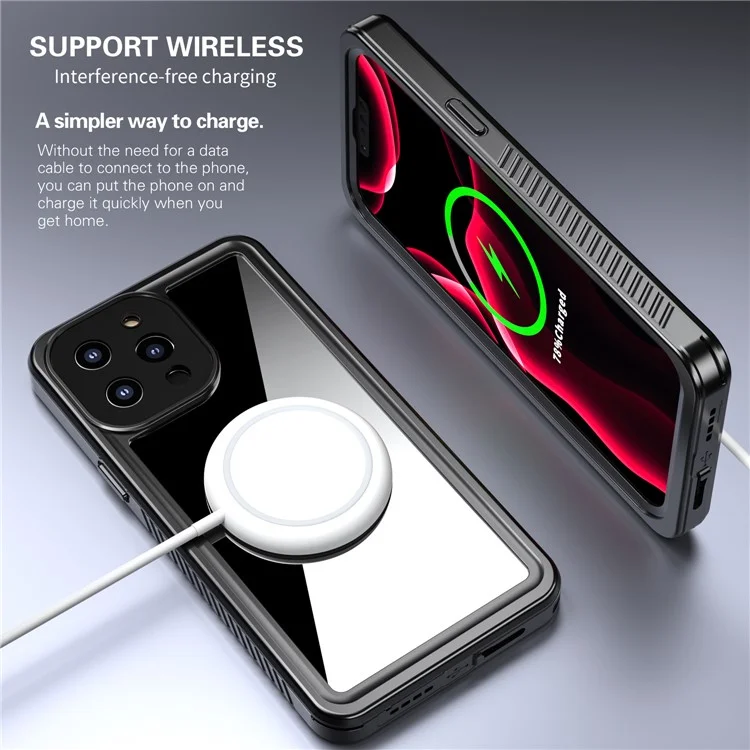 IP68 Waterproof IP6X Anti-dust Transparent Back TPU+PC+PET Hybrid Phone Case for iPhone 13 Pro Max 6.7 inch-Cellmalls