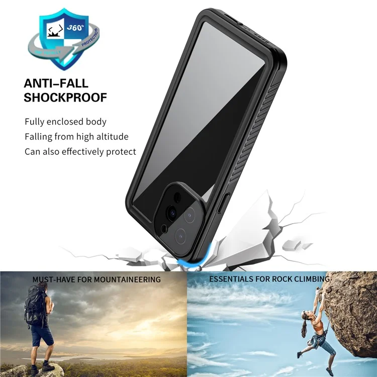 IP68 Waterproof IP6X Anti-dust Transparent Back TPU+PC+PET Hybrid Phone Case for iPhone 13 Pro Max 6.7 inch-Cellmalls