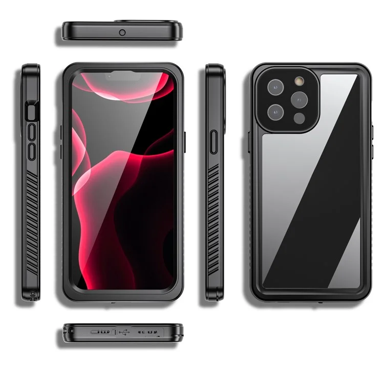 IP68 Waterproof IP6X Anti-dust Transparent Back TPU+PC+PET Hybrid Phone Case for iPhone 13 Pro Max 6.7 inch-Cellmalls