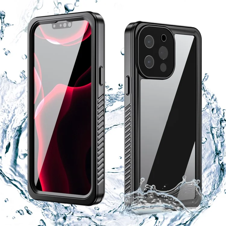 IP68 Waterproof IP6X Anti-dust Transparent Back TPU+PC+PET Hybrid Phone Case for iPhone 13 Pro Max 6.7 inch-Cellmalls