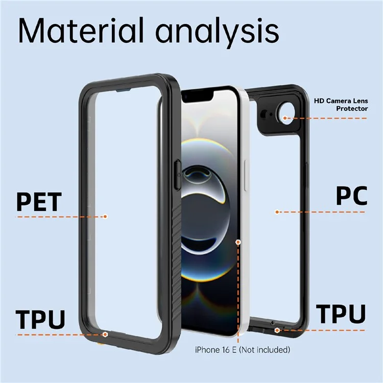 REDPEPPER FS  /  FM Series For iPhone 16e Waterproof Case IP68 Shockproof Phone Cover - Black-Cellmalls
