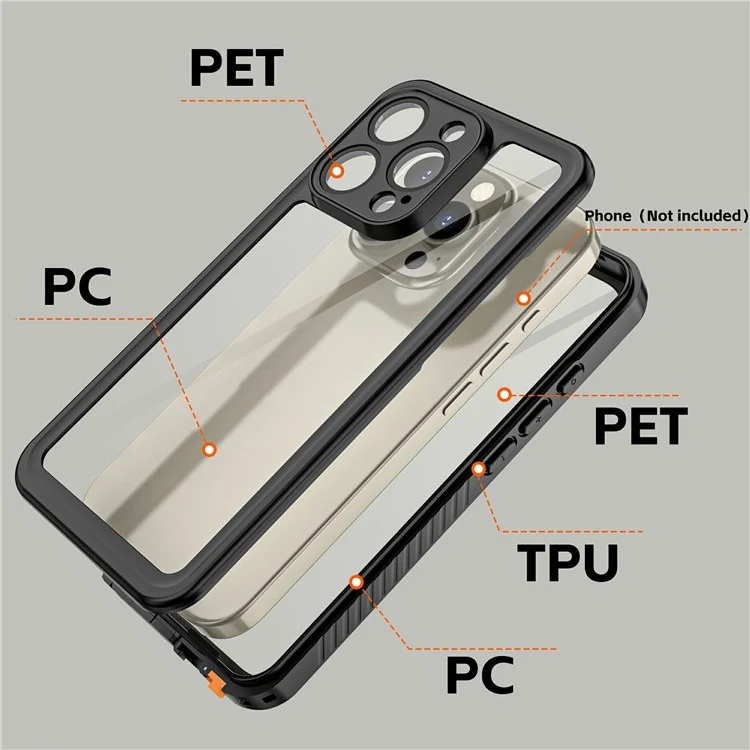 REDPEPPER FS Series For iPhone 16 Pro Max Phone Case IP68 Waterproof Clear Back Panel Phone Cover-Cellmalls
