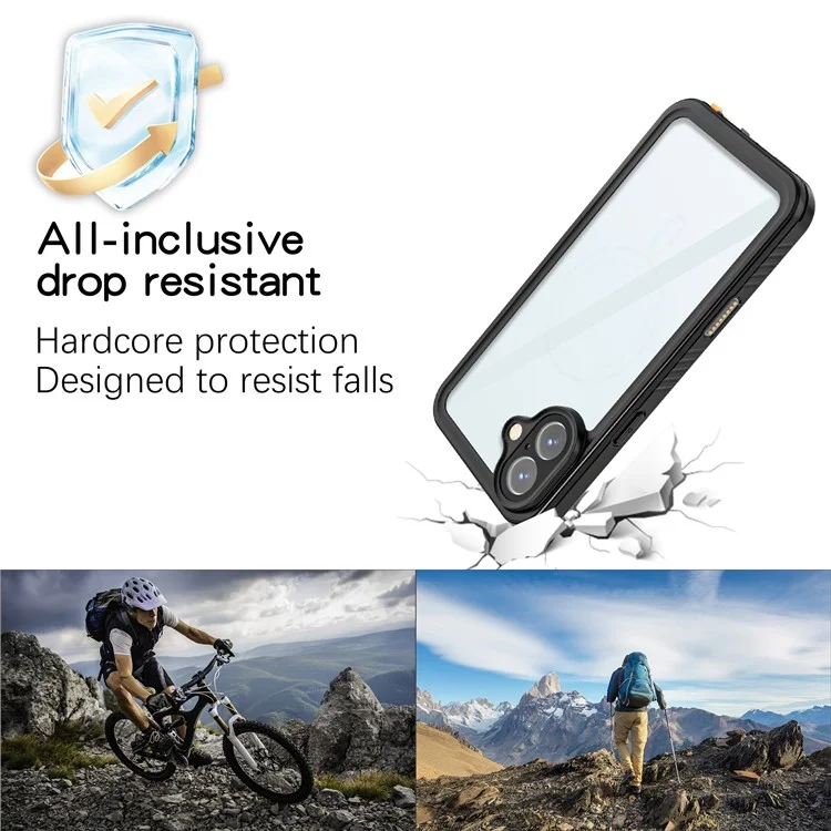 REDPEPPER FS Series For iPhone 16 Plus Phone Case IP68 Waterproof Clear Back Panel Phone Cover-Cellmalls
