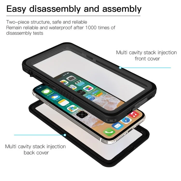 FS Series IP68 Waterproof Case for iPhone X / XS , Full Body Underwater Protective Clear Phone Cover-Cellmalls