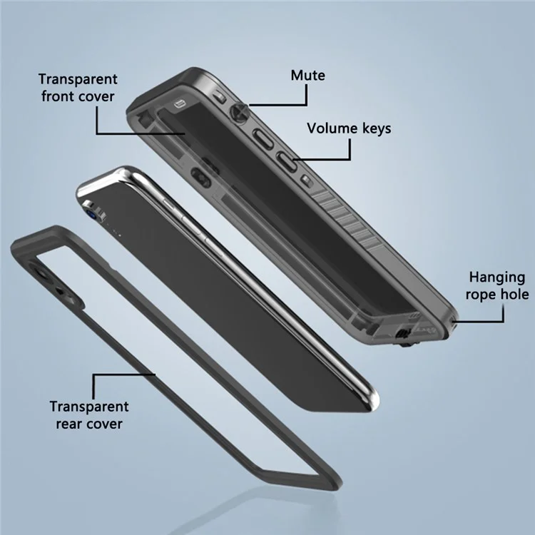 FS Series For iPhone XR Waterproof Phone Case Shockproof Underwater IP68 Clear Cover Case with Screen Protector-Cellmalls