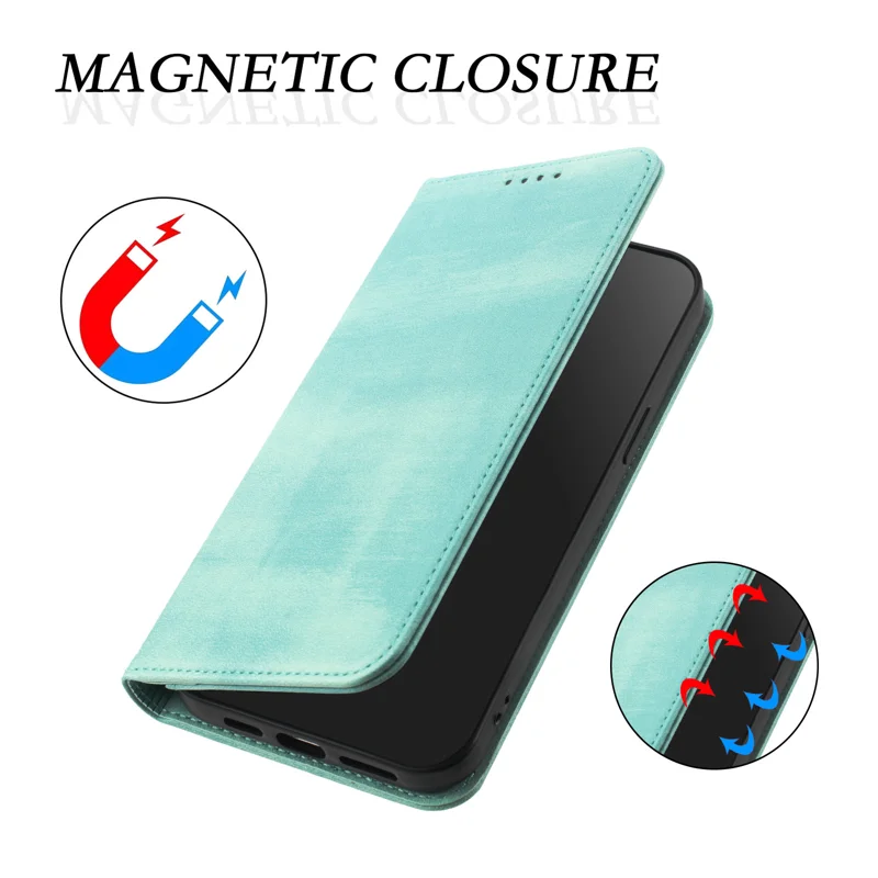 For iPhone 16 Wallet Cases Retro Texture RFID Blocking Leather Phone Cover - Mint Green-Cellmalls