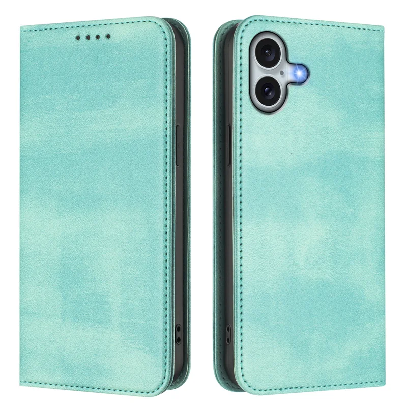 For iPhone 16 Plus Wallet Cases Retro Texture RFID Blocking Leather Phone Cover - Mint Green-Cellmalls