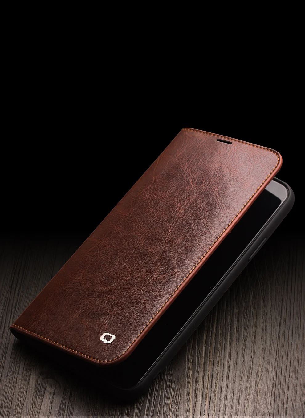 QIALINO Genuine Cowhide Leather Wallet Case for iPhone 11 Pro Max 6.5 inch (2019) - Black-Cellmalls
