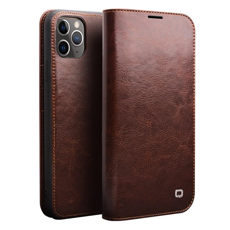 QIALINO Genuine Cowhide Leather Wallet Case for iPhone 11 Pro Max 6.5 inch (2019) - Black-Cellmalls