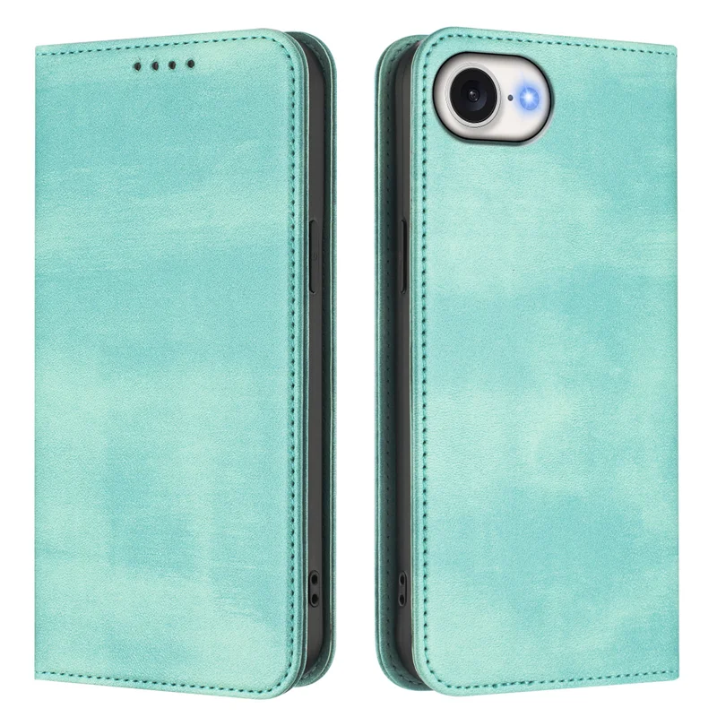 For iPhone 16e Wallet Cases Retro Texture RFID Blocking Leather Phone Cover - Mint Green-Cellmalls