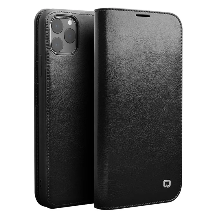 QIALINO Genuine Cowhide Leather Wallet Cover for iPhone 11 Pro 5.8 inch - Black-Cellmalls