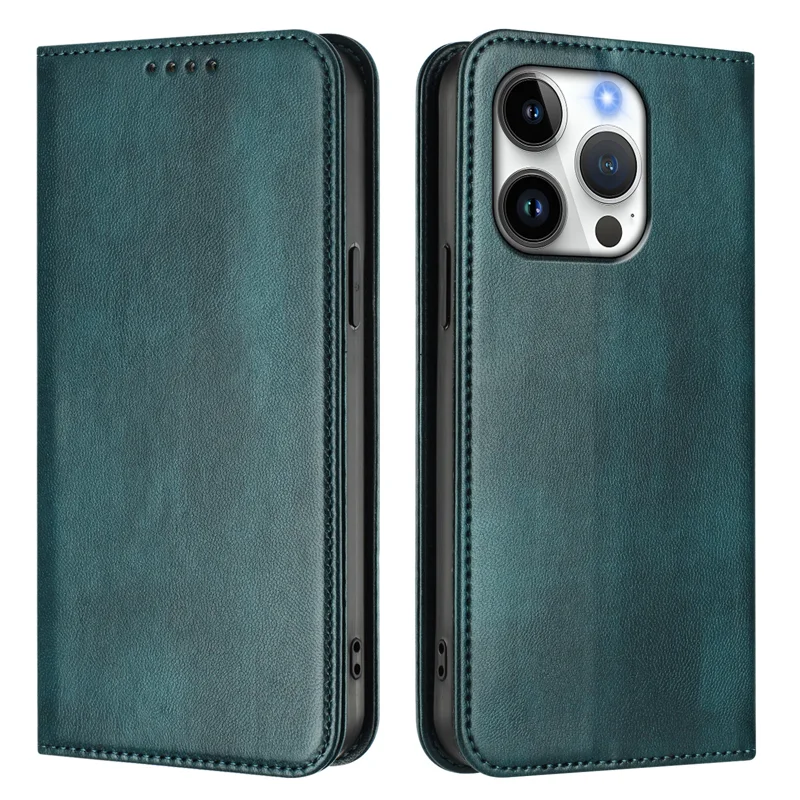For iPhone 16 Pro Wallet Cases Retro Texture RFID Blocking Leather Phone Cover - Mint Green-Cellmalls