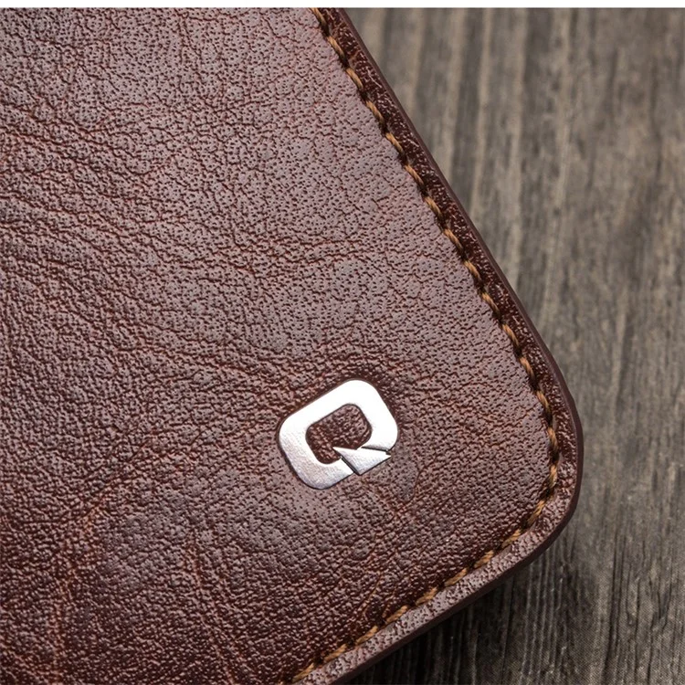 QIALINO For iPhone 8 Plus/7 Plus 5.5 inch Genuine Cowhide Leather Cover Wallet Protective Phone Case - Brown-Cellmalls