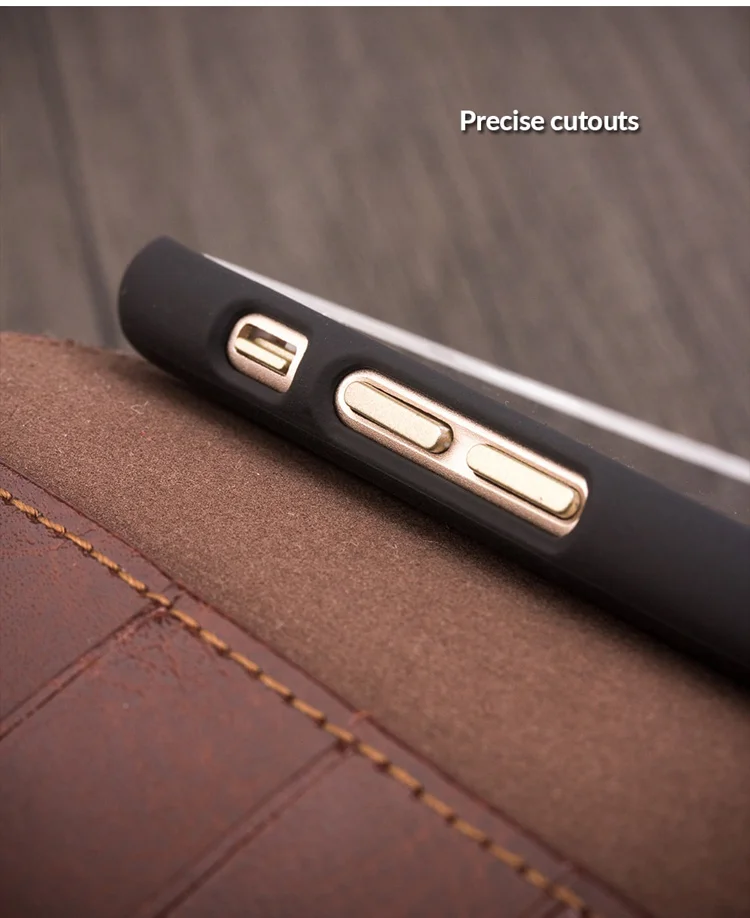 QIALINO Genuine Leather Phone Case for iPhone SE (2020)/SE (2022)/8/7 4.7 inch inch Crazy Horse Texture Wallet Phone Cover - Black-Cellmalls