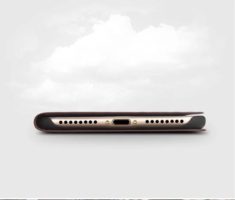 QIALINO Genuine Leather Phone Case for iPhone SE (2020)/SE (2022)/8/7 4.7 inch inch Crazy Horse Texture Wallet Phone Cover - Black-Cellmalls