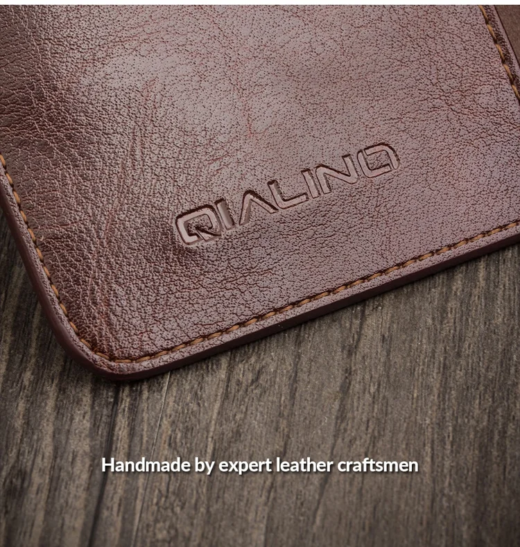 QIALINO Genuine Leather Phone Case for iPhone SE (2020)/SE (2022)/8/7 4.7 inch inch Crazy Horse Texture Wallet Phone Cover - Black-Cellmalls