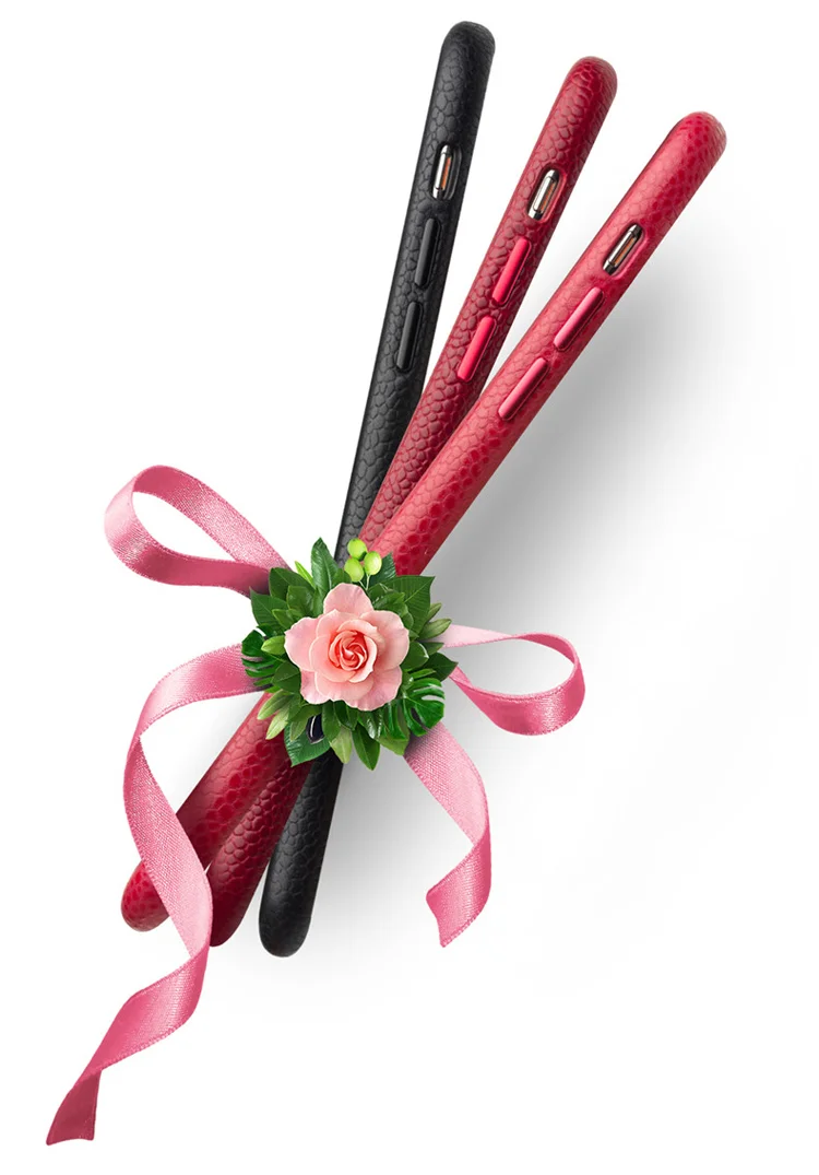 QIALINO Classic Litchi Texture Calf Skin Genuine Leather Coated Plastic Thin Cover Accessory for iPhone X/ XS 5.8 inch - Red-Cellmalls