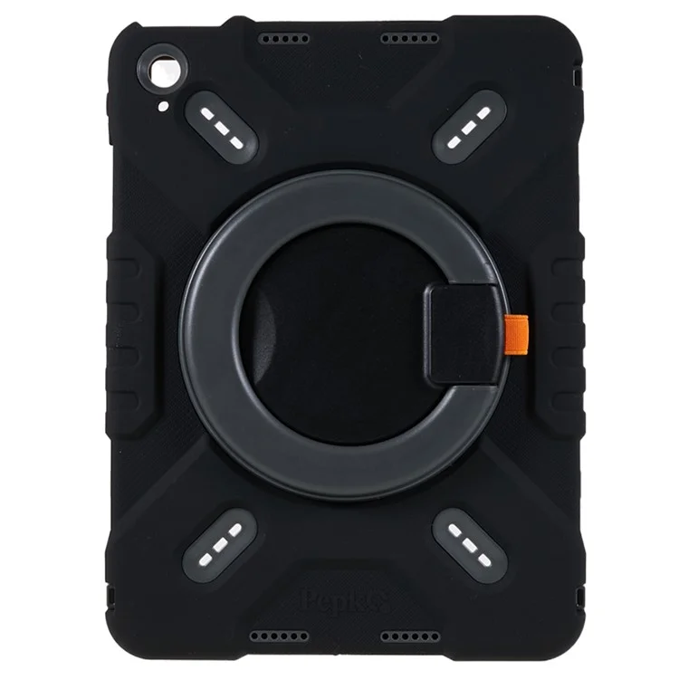 PEPKOO For iPad (2025) / 10.9 (2022) Tablet Case 360 Degree Rotation Kickstand Silicone+PC+ABS Tablet Cover - Black-Cellmalls
