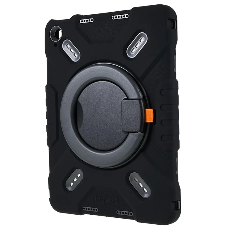 PEPKOO For iPad (2025) / 10.9 (2022) Tablet Case 360 Degree Rotation Kickstand Silicone+PC+ABS Tablet Cover - Black-Cellmalls