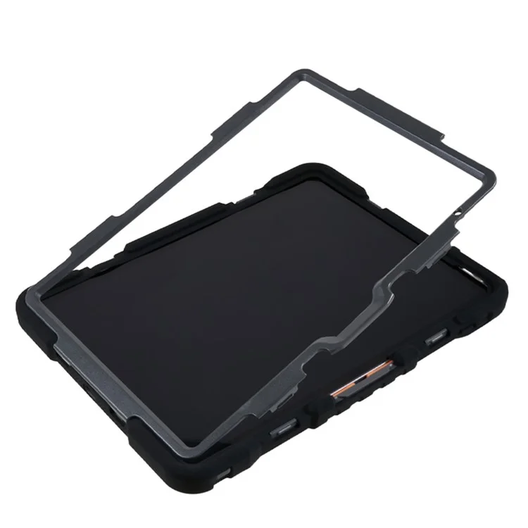 PEPKOO For iPad (2025) / 10.9 (2022) Tablet Case 360 Degree Rotation Kickstand Silicone+PC+ABS Tablet Cover - Black-Cellmalls