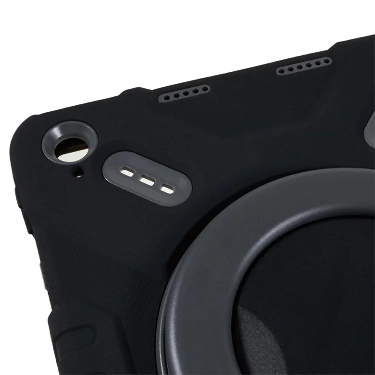 PEPKOO For iPad (2025) / 10.9 (2022) Tablet Case 360 Degree Rotation Kickstand Silicone+PC+ABS Tablet Cover - Black-Cellmalls