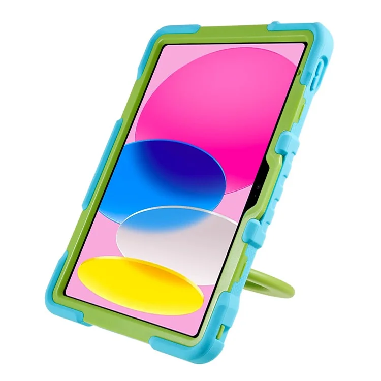 PEPKOO For iPad (2025) / 10.9 (2022) Tablet Case 360 Degree Rotation Kickstand Silicone+PC+ABS Tablet Cover - Blue-Cellmalls