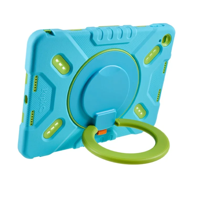 PEPKOO For iPad (2025) / 10.9 (2022) Tablet Case 360 Degree Rotation Kickstand Silicone+PC+ABS Tablet Cover - Blue-Cellmalls