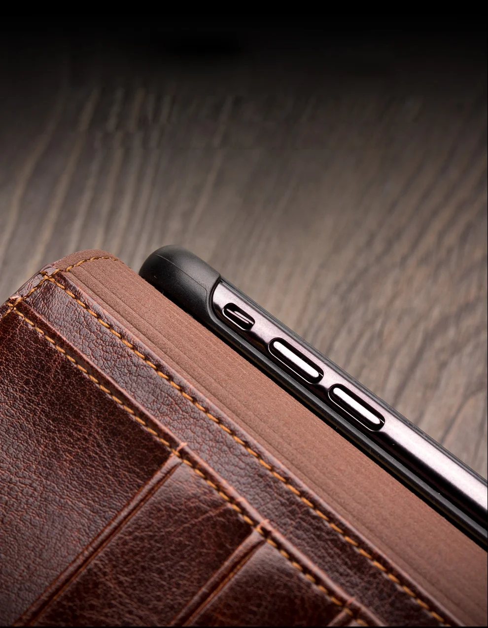 QIALINO Genuine Cowhide Leather Phone Case for iPhone XR 6.1 inch, Full Protection Folio Flip Wallet Mobile Cover - Black-Cellmalls