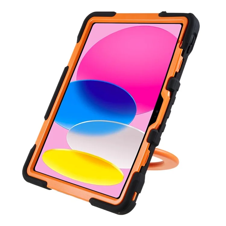 PEPKOO For iPad (2025) / 10.9 (2022) Tablet Case 360 Degree Rotation Kickstand Silicone+PC+ABS Tablet Cover - Orange-Cellmalls