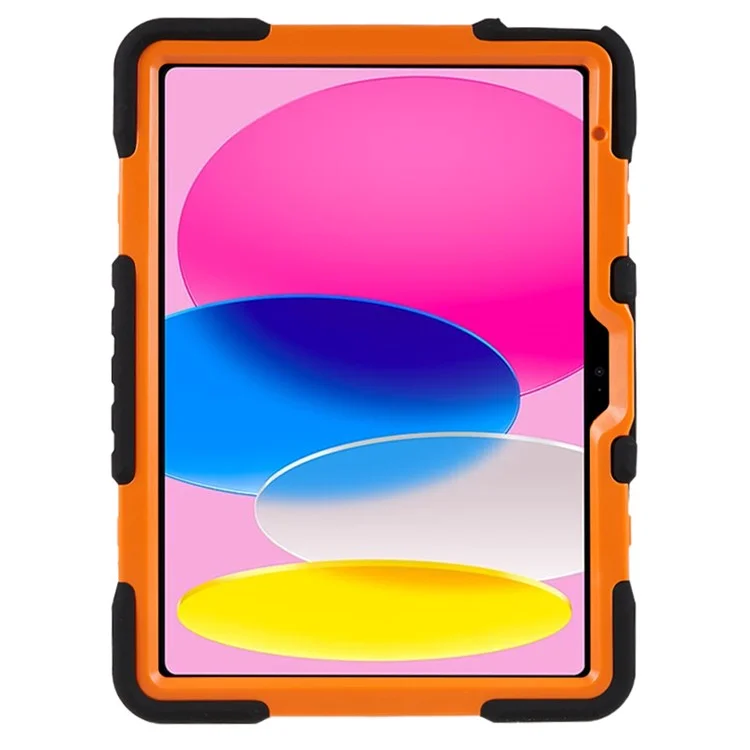 PEPKOO For iPad (2025) / 10.9 (2022) Tablet Case 360 Degree Rotation Kickstand Silicone+PC+ABS Tablet Cover - Orange-Cellmalls