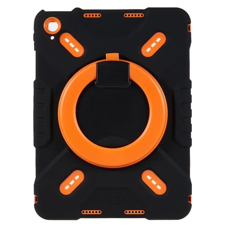 PEPKOO For iPad (2025) / 10.9 (2022) Tablet Case 360 Degree Rotation Kickstand Silicone+PC+ABS Tablet Cover - Orange-Cellmalls
