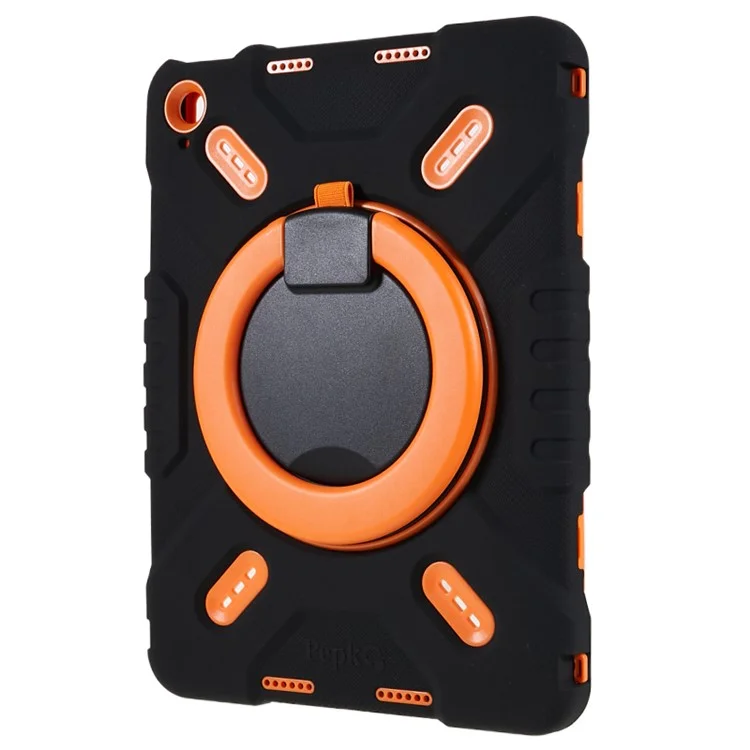 PEPKOO For iPad (2025) / 10.9 (2022) Tablet Case 360 Degree Rotation Kickstand Silicone+PC+ABS Tablet Cover - Orange-Cellmalls