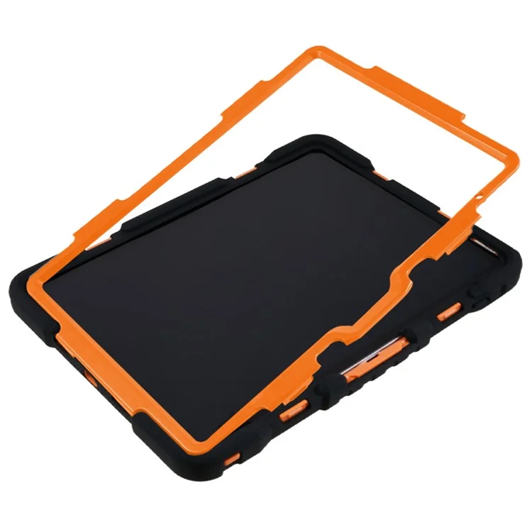 PEPKOO For iPad (2025) / 10.9 (2022) Tablet Case 360 Degree Rotation Kickstand Silicone+PC+ABS Tablet Cover - Orange-Cellmalls