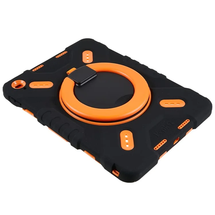 PEPKOO For iPad (2025) / 10.9 (2022) Tablet Case 360 Degree Rotation Kickstand Silicone+PC+ABS Tablet Cover - Orange-Cellmalls