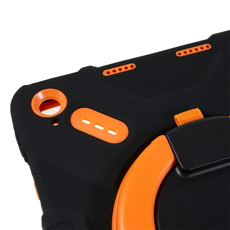 PEPKOO For iPad (2025) / 10.9 (2022) Tablet Case 360 Degree Rotation Kickstand Silicone+PC+ABS Tablet Cover - Orange-Cellmalls