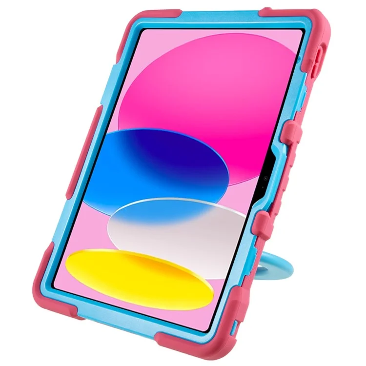 PEPKOO For iPad (2025) / 10.9 (2022) Tablet Case 360 Degree Rotation Kickstand Silicone+PC+ABS Tablet Cover - Rose-Cellmalls