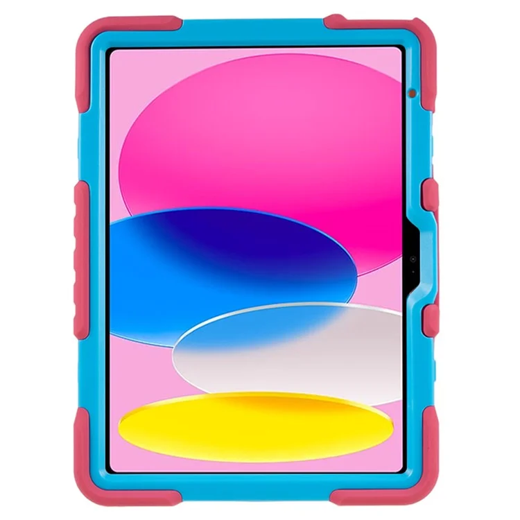 PEPKOO For iPad (2025) / 10.9 (2022) Tablet Case 360 Degree Rotation Kickstand Silicone+PC+ABS Tablet Cover - Rose-Cellmalls