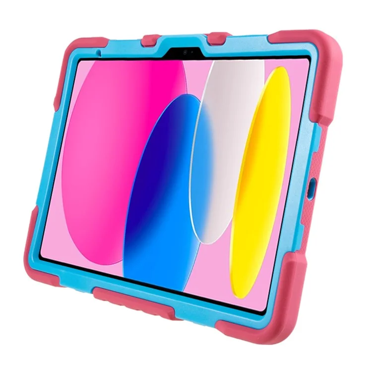 PEPKOO For iPad (2025) / 10.9 (2022) Tablet Case 360 Degree Rotation Kickstand Silicone+PC+ABS Tablet Cover - Rose-Cellmalls
