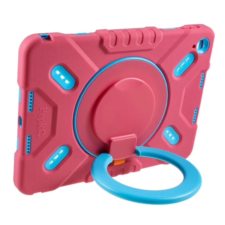 PEPKOO For iPad (2025) / 10.9 (2022) Tablet Case 360 Degree Rotation Kickstand Silicone+PC+ABS Tablet Cover - Rose-Cellmalls