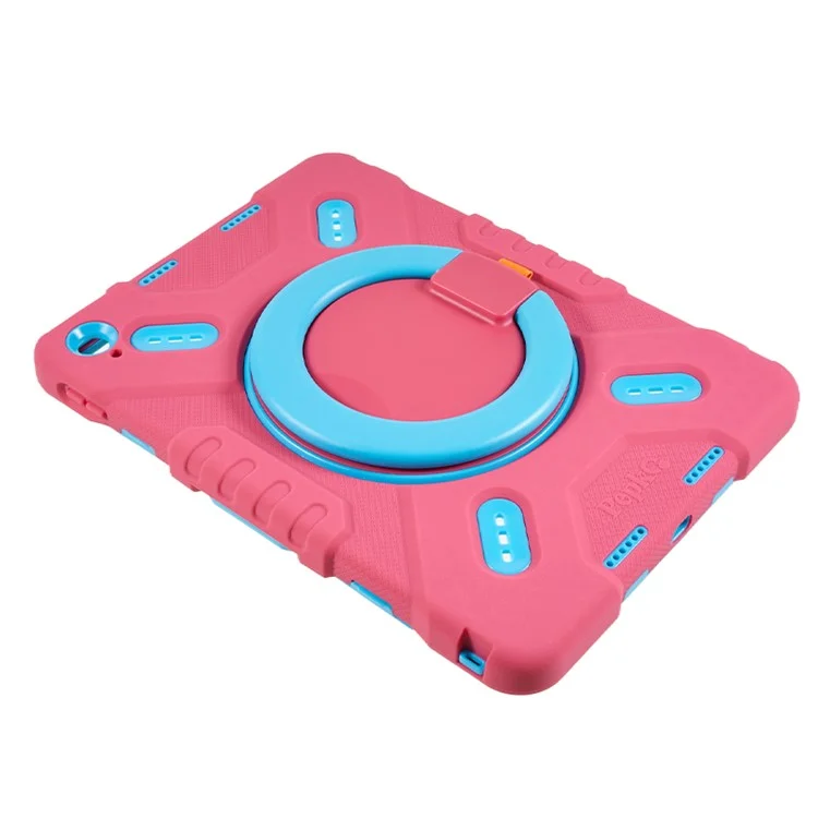 PEPKOO For iPad (2025) / 10.9 (2022) Tablet Case 360 Degree Rotation Kickstand Silicone+PC+ABS Tablet Cover - Rose-Cellmalls