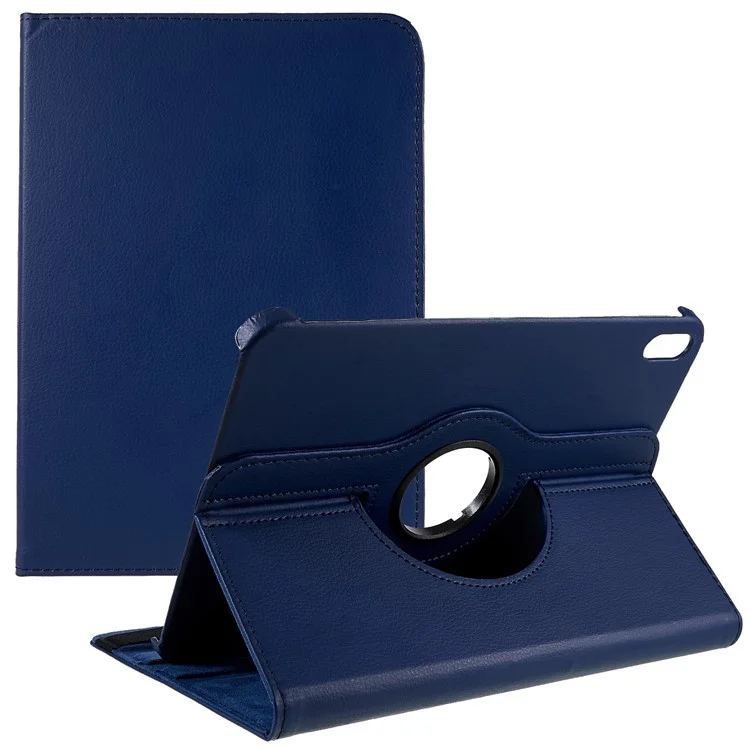 For iPad (2025) / 10.9 (2022) Protective Case Rotary Stand PU Leather Anti-Drop Tablet Cover with Elastic Band - Dark Blue-Cellmalls