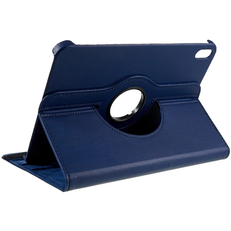 For iPad (2025) / 10.9 (2022) Protective Case Rotary Stand PU Leather Anti-Drop Tablet Cover with Elastic Band - Dark Blue-Cellmalls