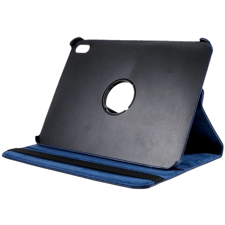 For iPad (2025) / 10.9 (2022) Protective Case Rotary Stand PU Leather Anti-Drop Tablet Cover with Elastic Band - Dark Blue-Cellmalls