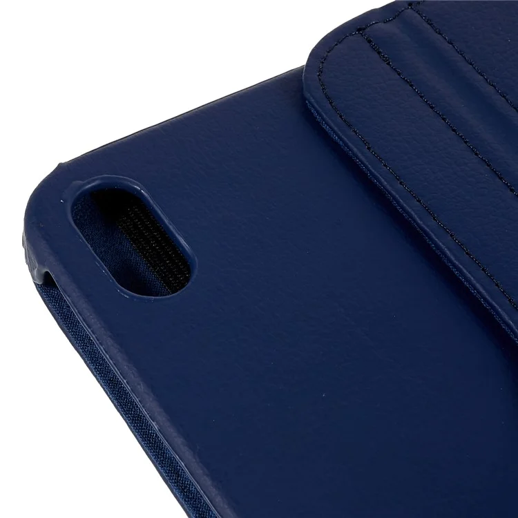 For iPad (2025) / 10.9 (2022) Protective Case Rotary Stand PU Leather Anti-Drop Tablet Cover with Elastic Band - Dark Blue-Cellmalls