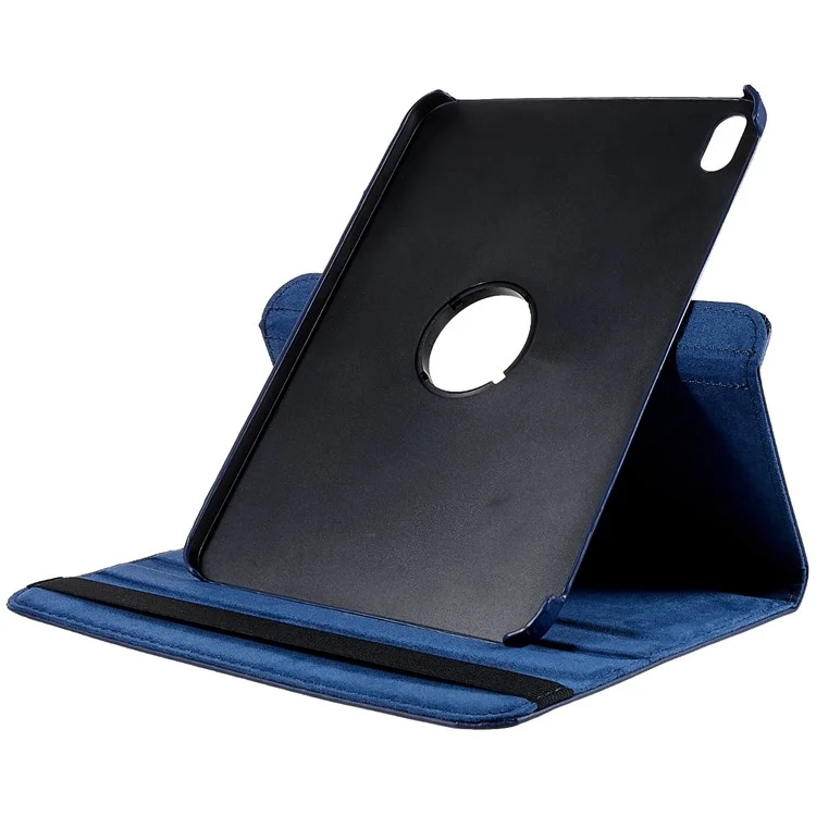 For iPad (2025) / 10.9 (2022) Protective Case Rotary Stand PU Leather Anti-Drop Tablet Cover with Elastic Band - Dark Blue-Cellmalls