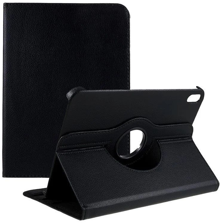For iPad (2025) / 10.9 (2022) Protective Case Rotary Stand PU Leather Anti-Drop Tablet Cover with Elastic Band - Dark Blue-Cellmalls