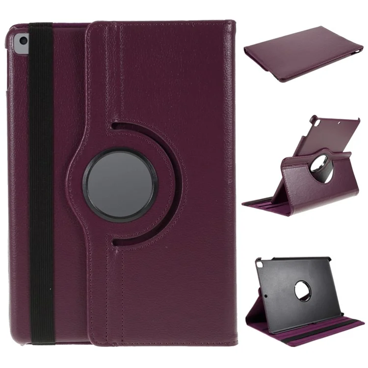 Leather Case for iPad 10.2 (2021) / (2020) / (2019) / Air 10.5 inch (2019) / Pro 10.5 inch (2017) Litchi Texture Rotating Stand Cover - Purple-Cellmalls