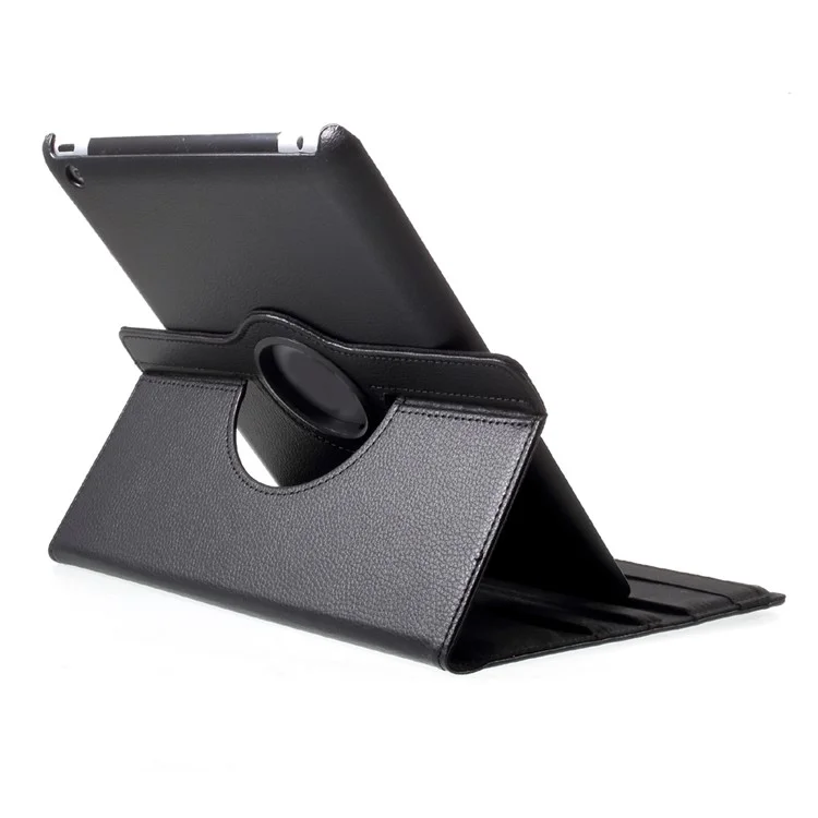 Litchi Skin PU Leather 360 Degree Rotary Stand Folio Case with Elastic Band for iPad 4 / 3 / 2 - Black-Cellmalls