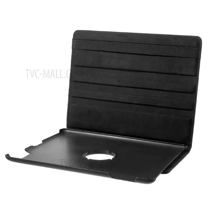 Litchi Skin PU Leather 360 Degree Rotary Stand Folio Case with Elastic Band for iPad 4 / 3 / 2 - Black-Cellmalls